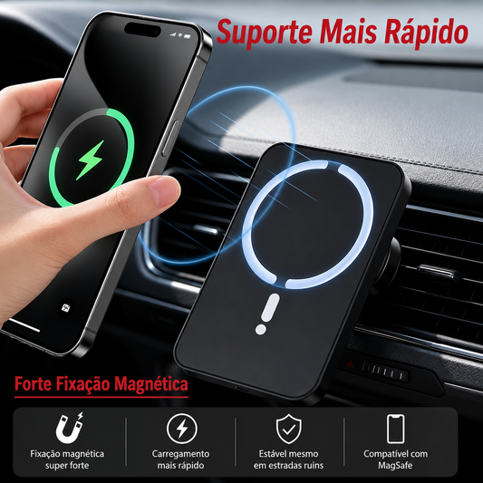 Suporte Veicular Magnético com Carregamento Sem Fio 15W
