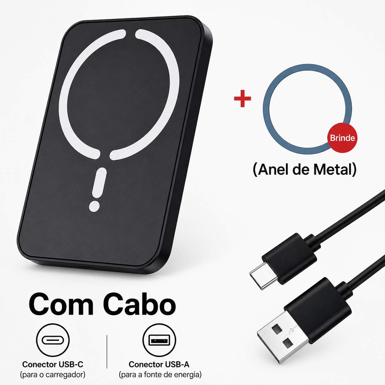 Suporte Veicular Magnético com Carregamento Sem Fio 15W