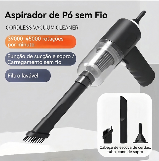 Mini Aspirador Portátil sem Fio 120W Recarregável USB-C para Limpeza do Carro