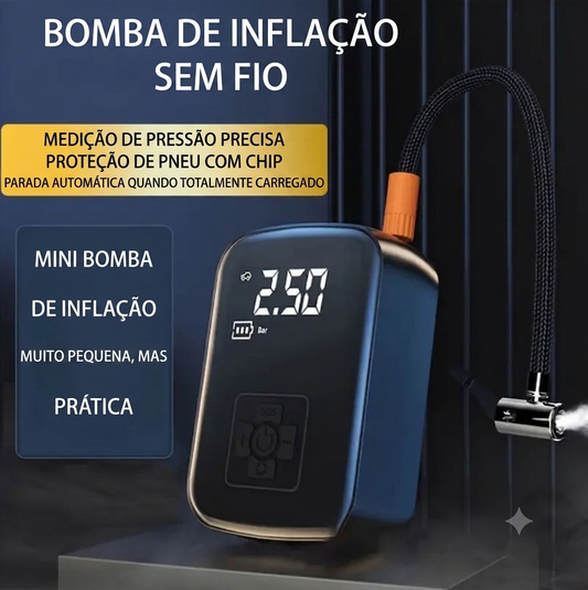 Compressor de Ar Portátil sem Fio 150PSI para Carro, Moto e Bike