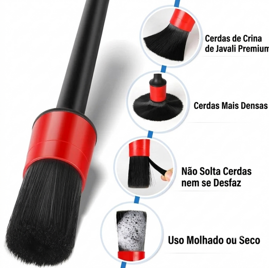 Kit de Escovas para Detalhamento Automotivo (5 peças)