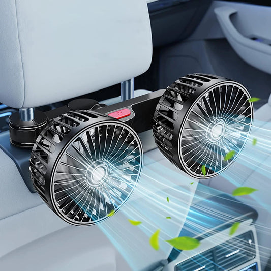 Ventilador para Banco de Carro com Encosto e Dupla Hélice 360°