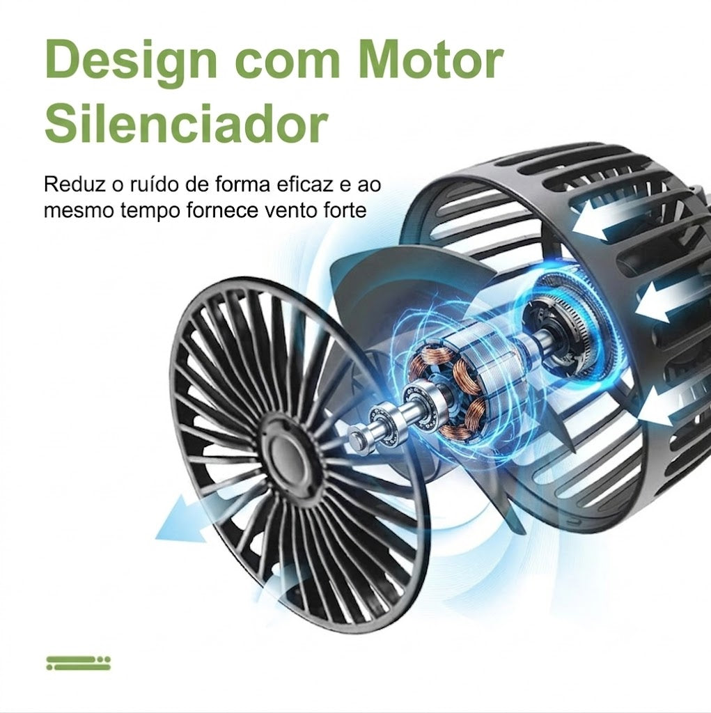Ventilador para Banco de Carro com Encosto e Dupla Hélice 360°