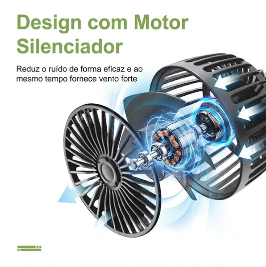 Ventilador para Banco de Carro com Encosto e Dupla Hélice 360°